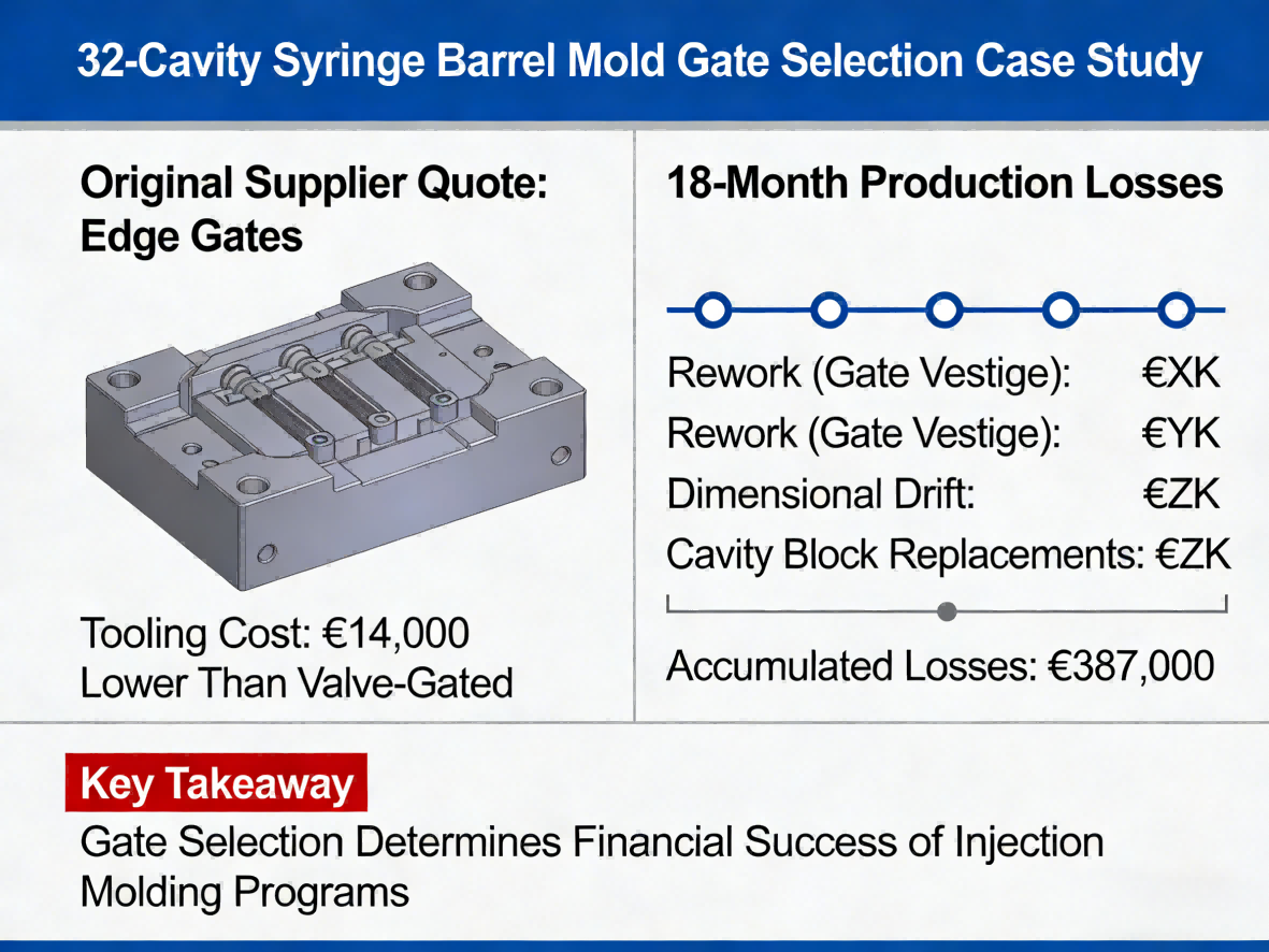 32-Cavity Syringe Barrel Mold Gate Selection Case Study